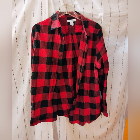 Amazon Women's Flannel Shirt Top Size XL Plaid Multicolor Red - Picture 1 of 3